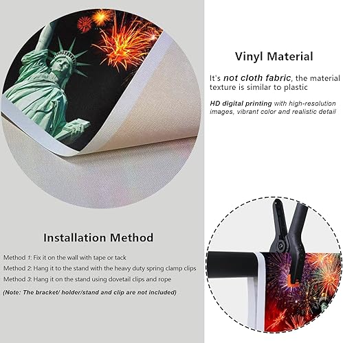 Miniatura 4 de YongFoto Vinilo 4.9 x 31.5ft Estatua de la Libertad Fondo Brillante Fuegos Artificiales de Gran América, Decoración al aire libre, Fiesta