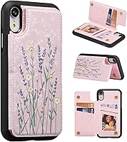 Vista 362 de UEEBAI Funda tipo cartera para iPhone 15 Pro Max con tarjetero, cubierta de cuero PU con soporte, bloqueo RFID, doble cierre magnético, relieve