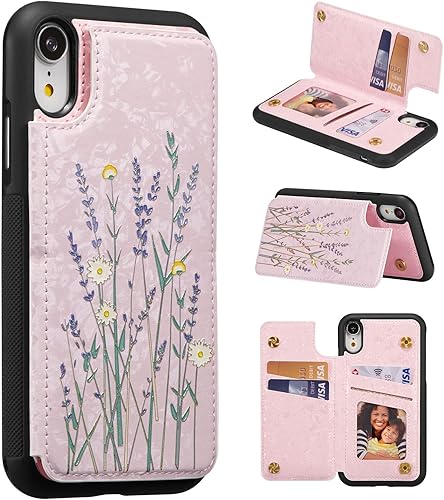 Miniatura 362 de UEEBAI Funda tipo cartera para iPhone 15 Pro Max con tarjetero, cubierta de cuero PU con soporte, bloqueo RFID, doble cierre magnético, relieve de