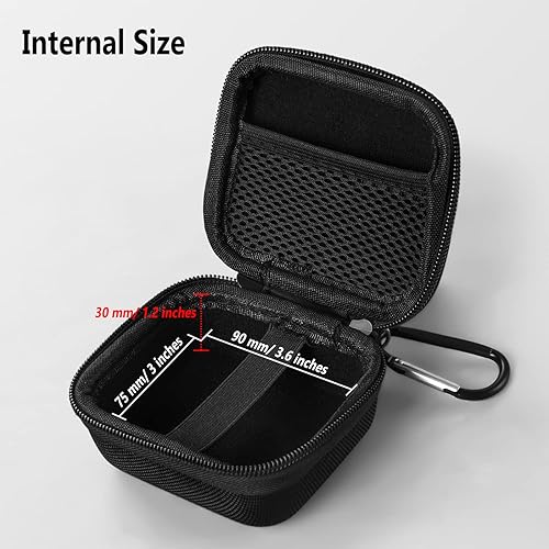 Miniatura 4 de Geiomoo Estuche rígido para auriculares EVA, cubierta de almacenamiento portátil con mosquetón y correa (negro)