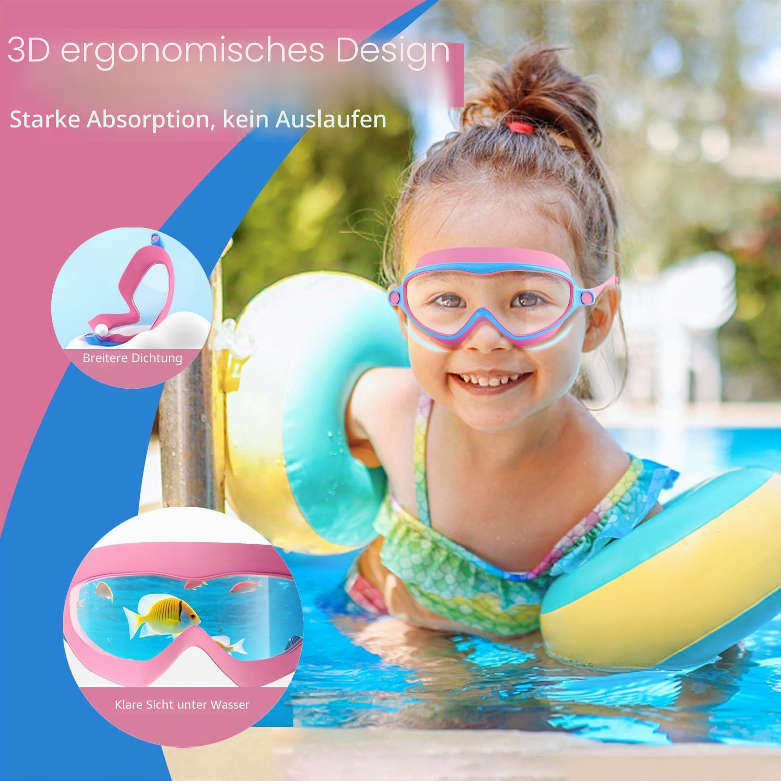 COOLOO Schwimmbrille Kinder, 2 Stück Taucherbrille Kinder 4-14 Jahre,【Patent】 Anti-Beschlag, UV-Schutz, KEIN Auslaufen verstellbare Silikon-Schwimmbrille für Kinder, Mädchen, Jungen