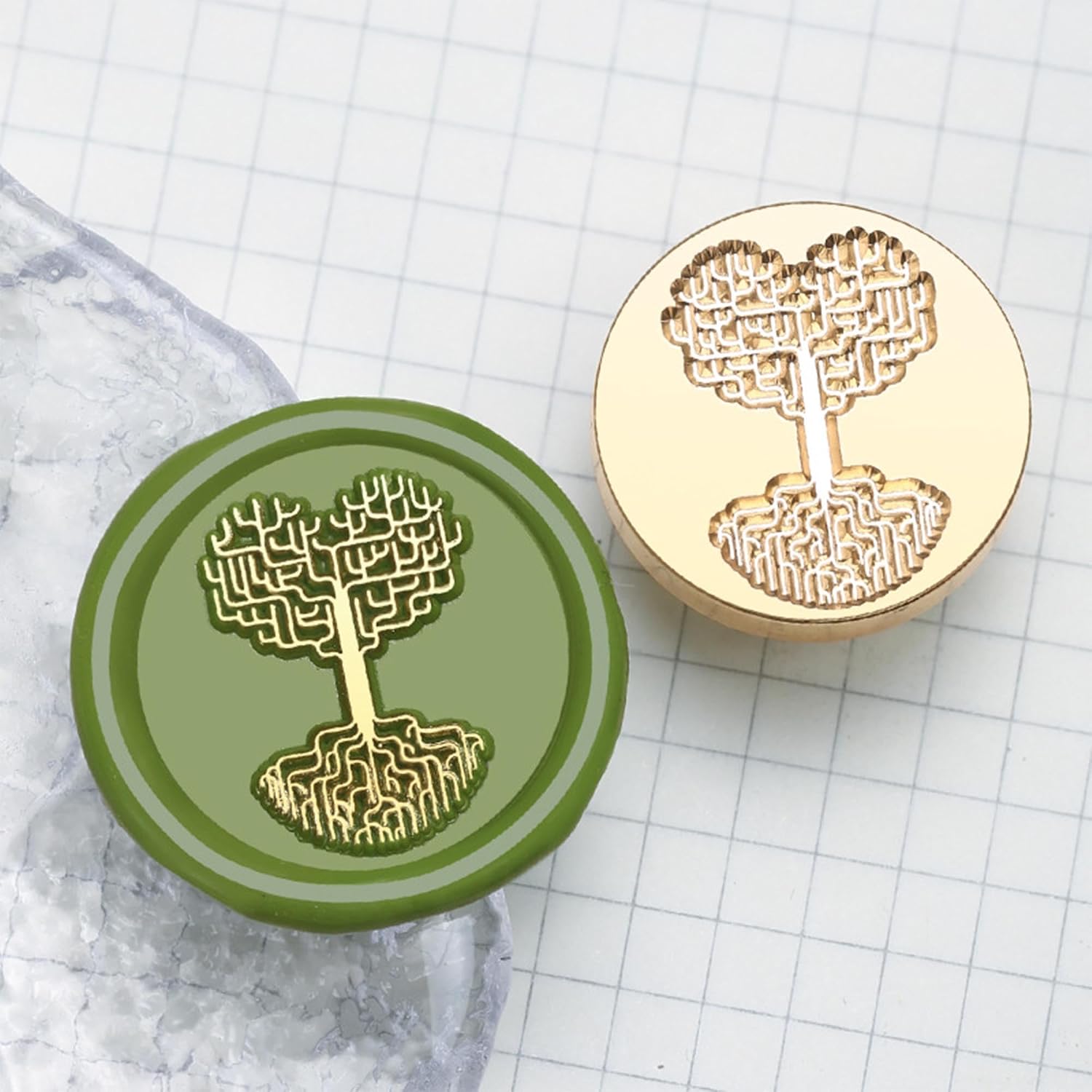 Tree of Life Wax Seal Stamp - Cosmic Tree Wax Stamp, 0.98 Inch (25mm) Brass Plant Stamp with Handle for Invitations, Cards,Envelopes, Letter Sealing, Anniversaries, Baby Shower (Columnar)
