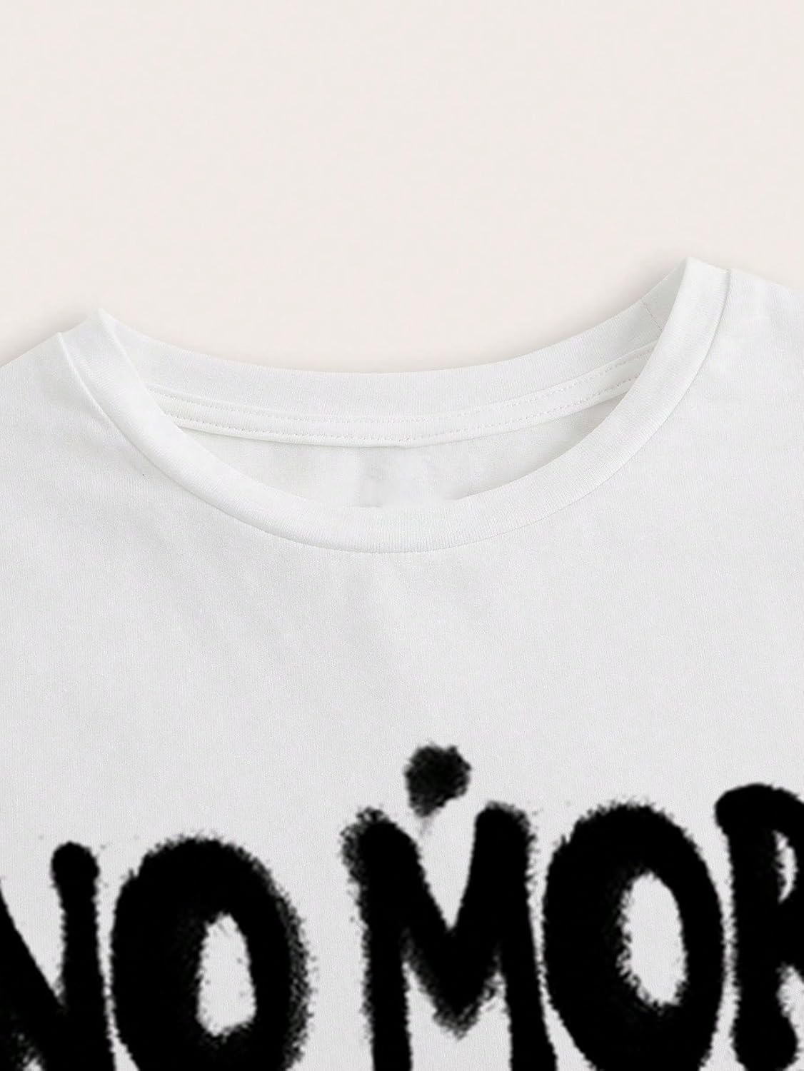 GORGLITTER Women's Letter Graphic Print Crop Tee Shirt Top Crewneck Slim Fitted Short Sleeve T-Shirt - Image 4