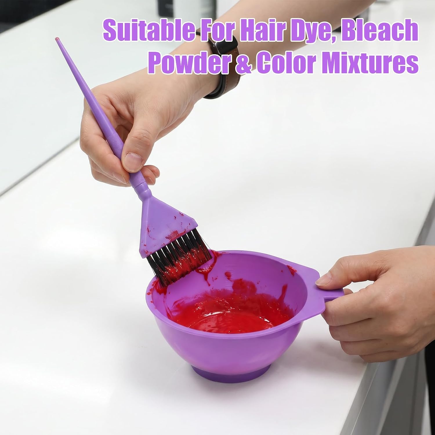 6 Pack Hair Dye Brush and Bowl Set with 3 Colors Mixing Kit