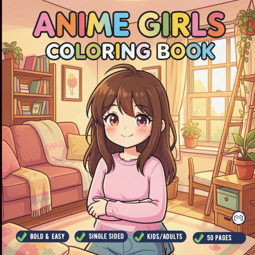 Cute Anime Girls Coloring Book for Adults Kids Boys Girls Teens: Cool Japanese Anime Scenes Coloring Pages for Children Simple Anime Characters ... Kawaii Anime and Manga Style Coloring Book