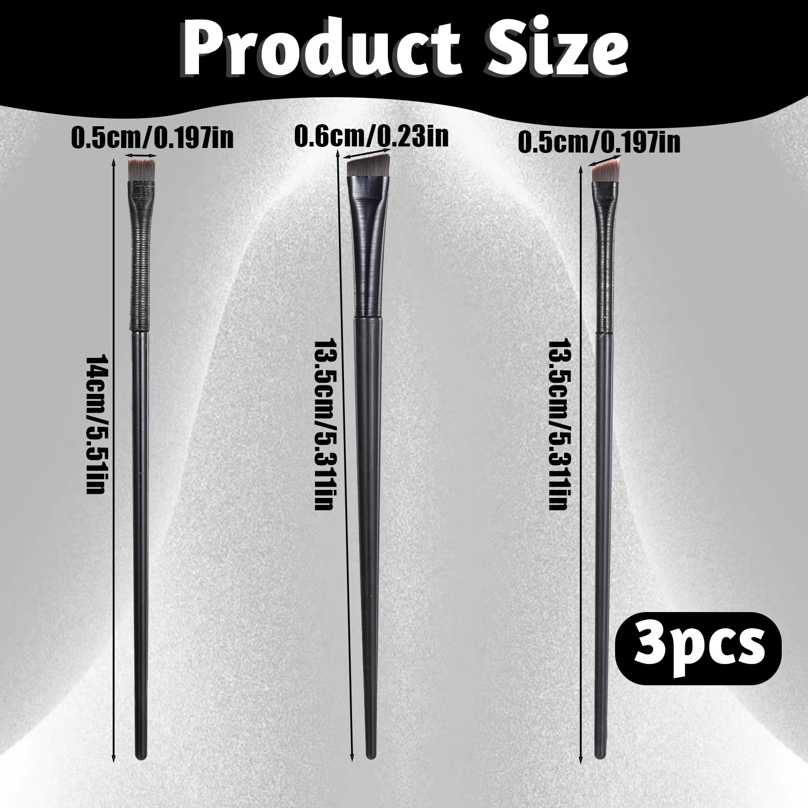 Pinceles delineador de ojos y cejas, cepillo ángulo fino, set 3 brochas maquillaje mujer