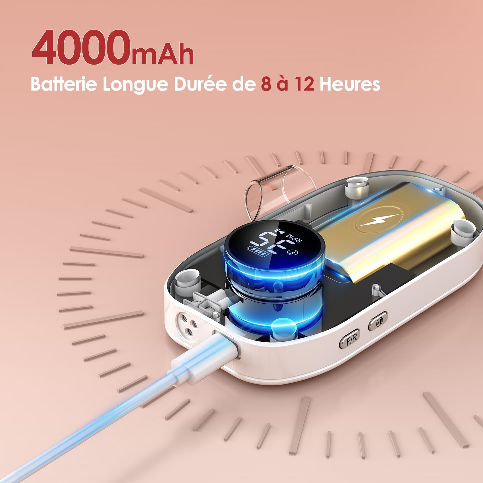 Delanie Ponceuse pour Ongles Moteur Sans Balais, lot avec Set de 7 Embouts de Ponçage 3/32 en Carbure de Tungstène & Diamant
