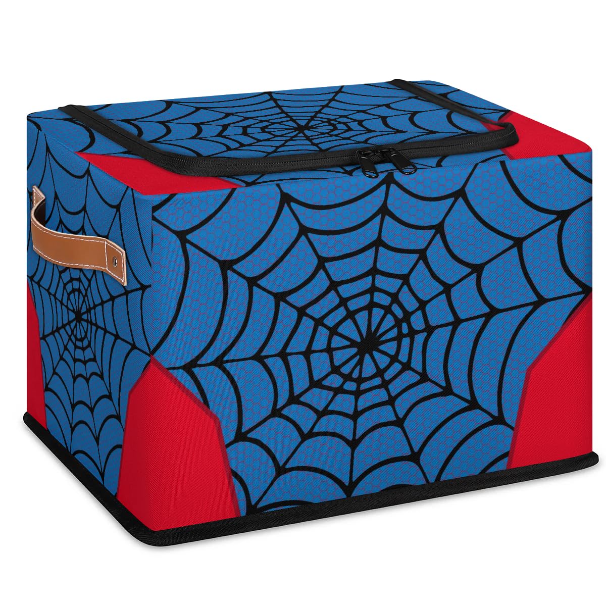LLCXCSI Storage Bin, Collapsible Fabric Storage Boxes with Lids for Organizing, Blue Spider Web Stackable Closet Organizers and Storage Cube Basket for Home, Office, Bedroom (10.2"x14.2")