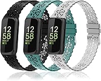 Vista 7 de Nigaee Paquete de 3 correas de silicona de encaje compatibles con Fitbit Inspire 3/Inspire 2/Inspire HR/Inspire, correas de repuesto ajustables