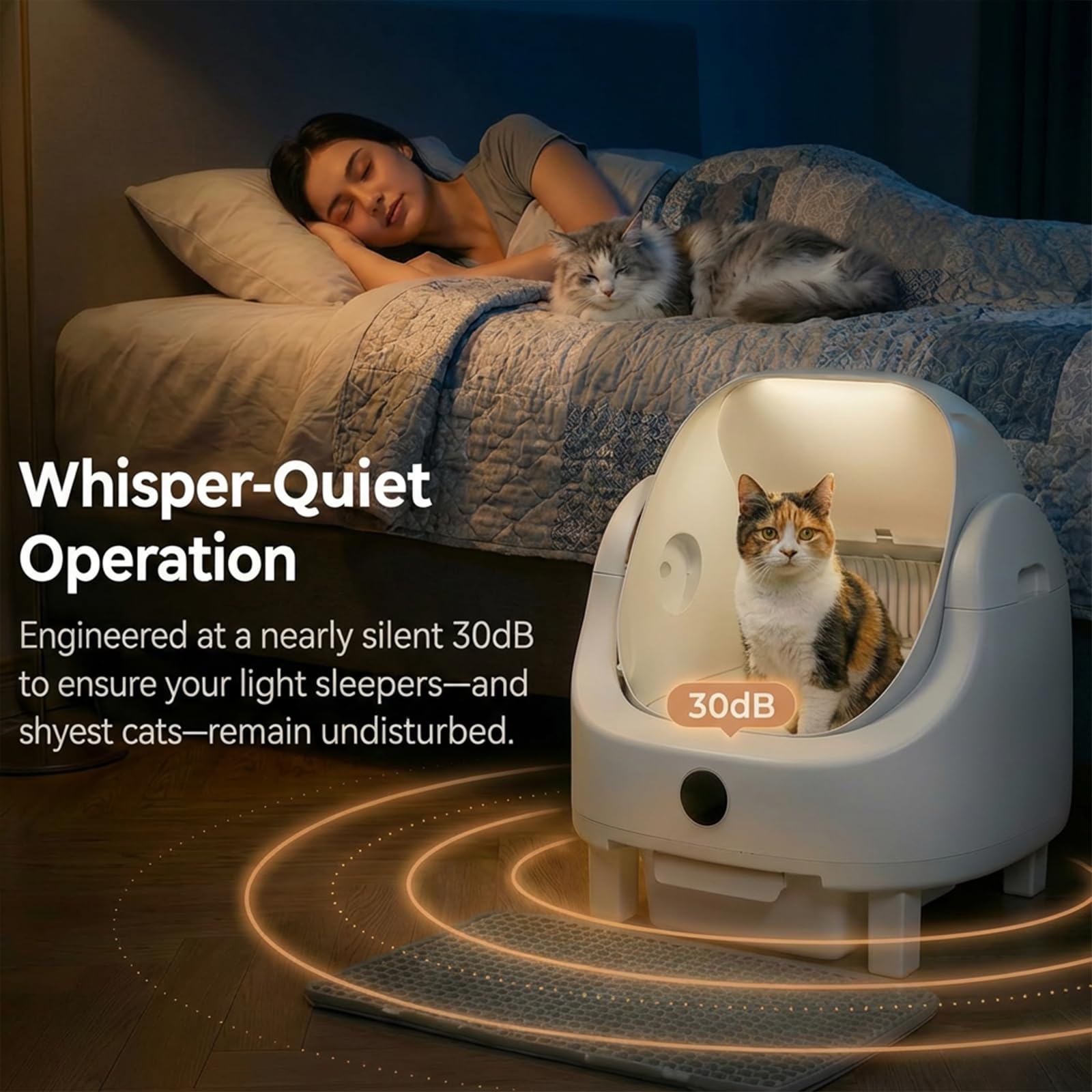 Automatic Litter Box, Self Cleaning Litter Box for Multiple Cats, Odor & Scoop Free, Apple Control, Large Space with Safety Protection, Opening Top, Real-Time Monitor - image 4