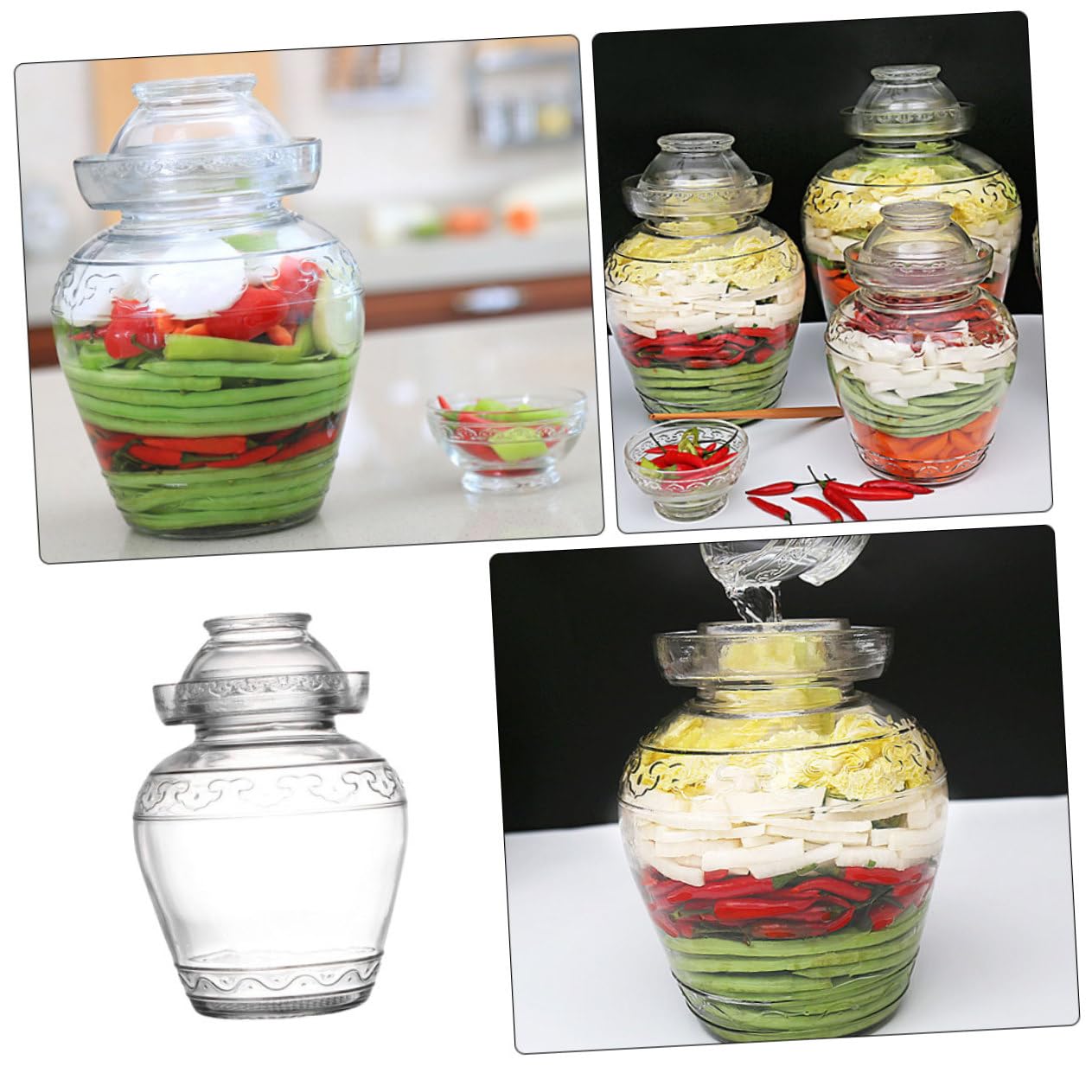 Gärglas für Lebensmittel 2,5l aus Glas mit Breitem Mund und Leichter Sicht für Gemüse Fermentieren und Sauerkrautbehälter im Haushalt