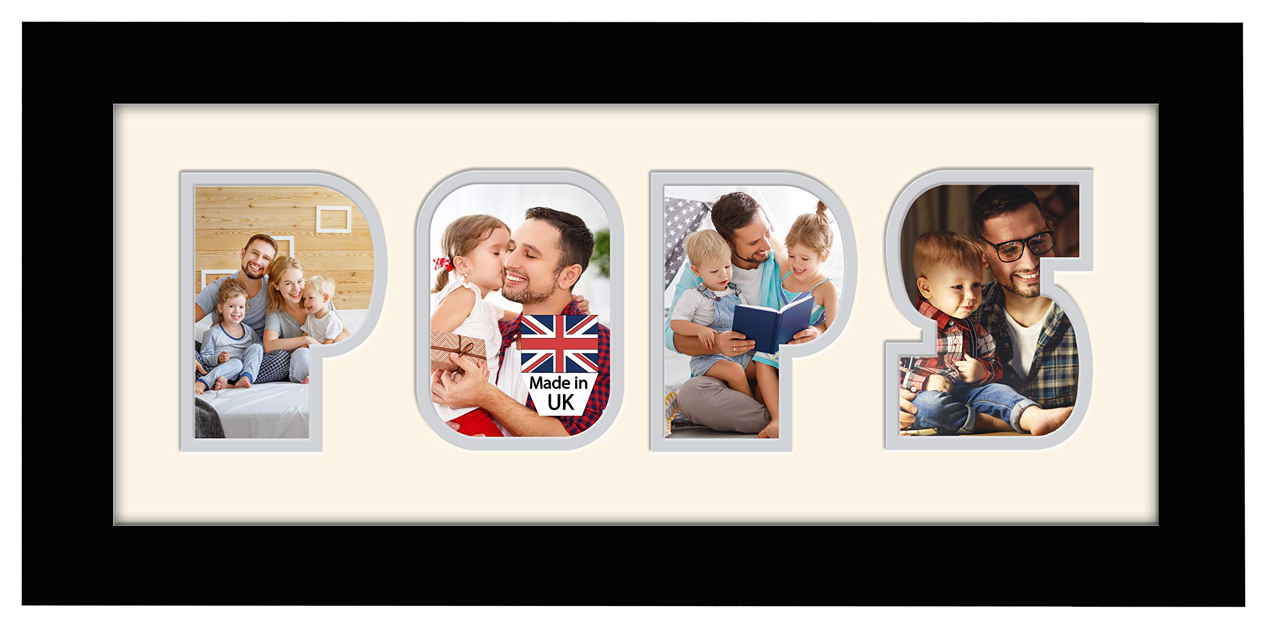 Photos In A Word Black Finish Frame Cream Mount Grey Inside Pops Photo Frame Word Photo Frame 1248-Bb (Black Finish Frame Cream Mount Grey Inside)