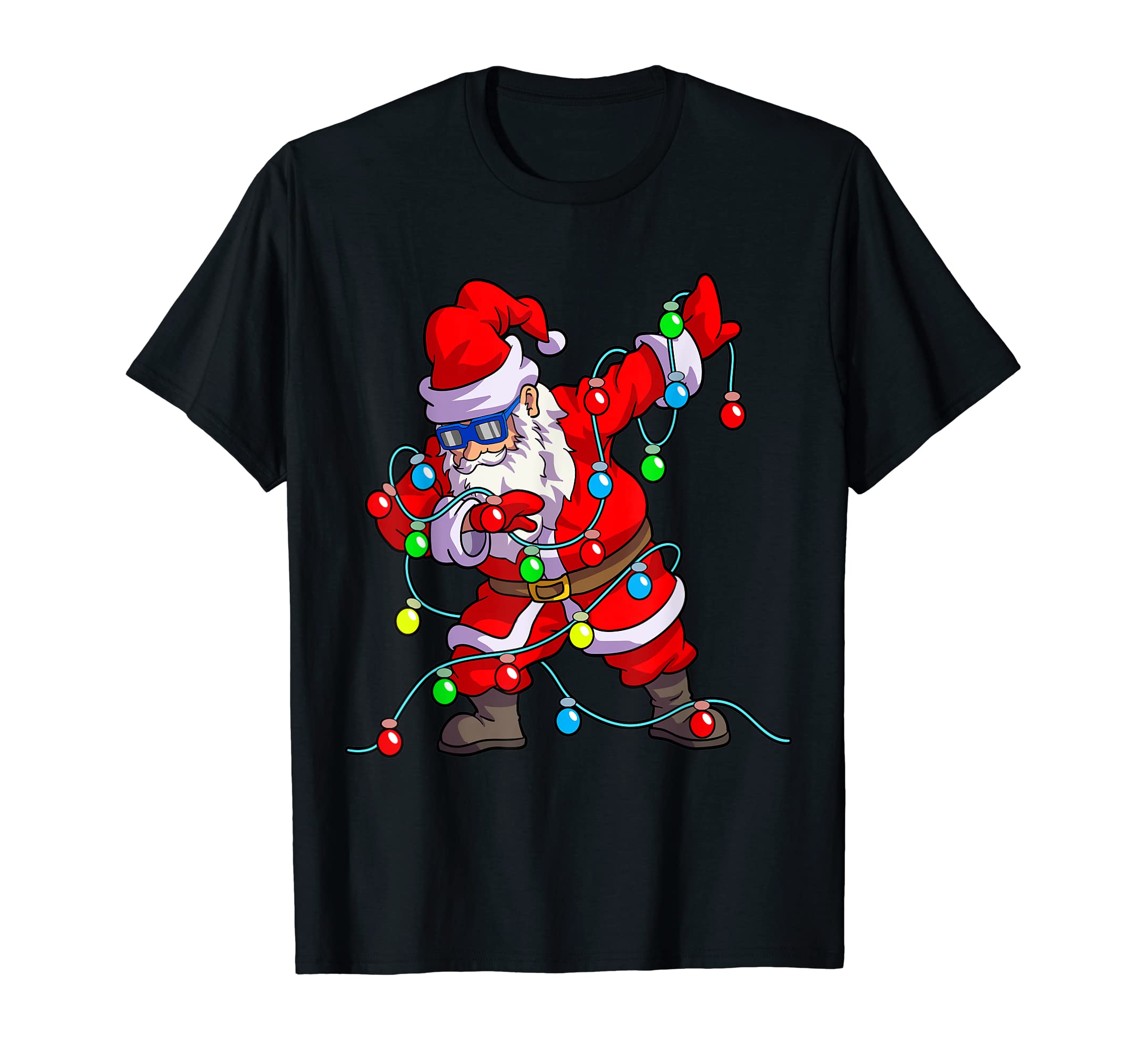 Funny Christmas Shirts Men Boys Santa DabbingChristmas Dabbing Santa Men Kids Boys Xmas Gifts Tree Lights T-ShirtOEKO-TEX STANDARD 100