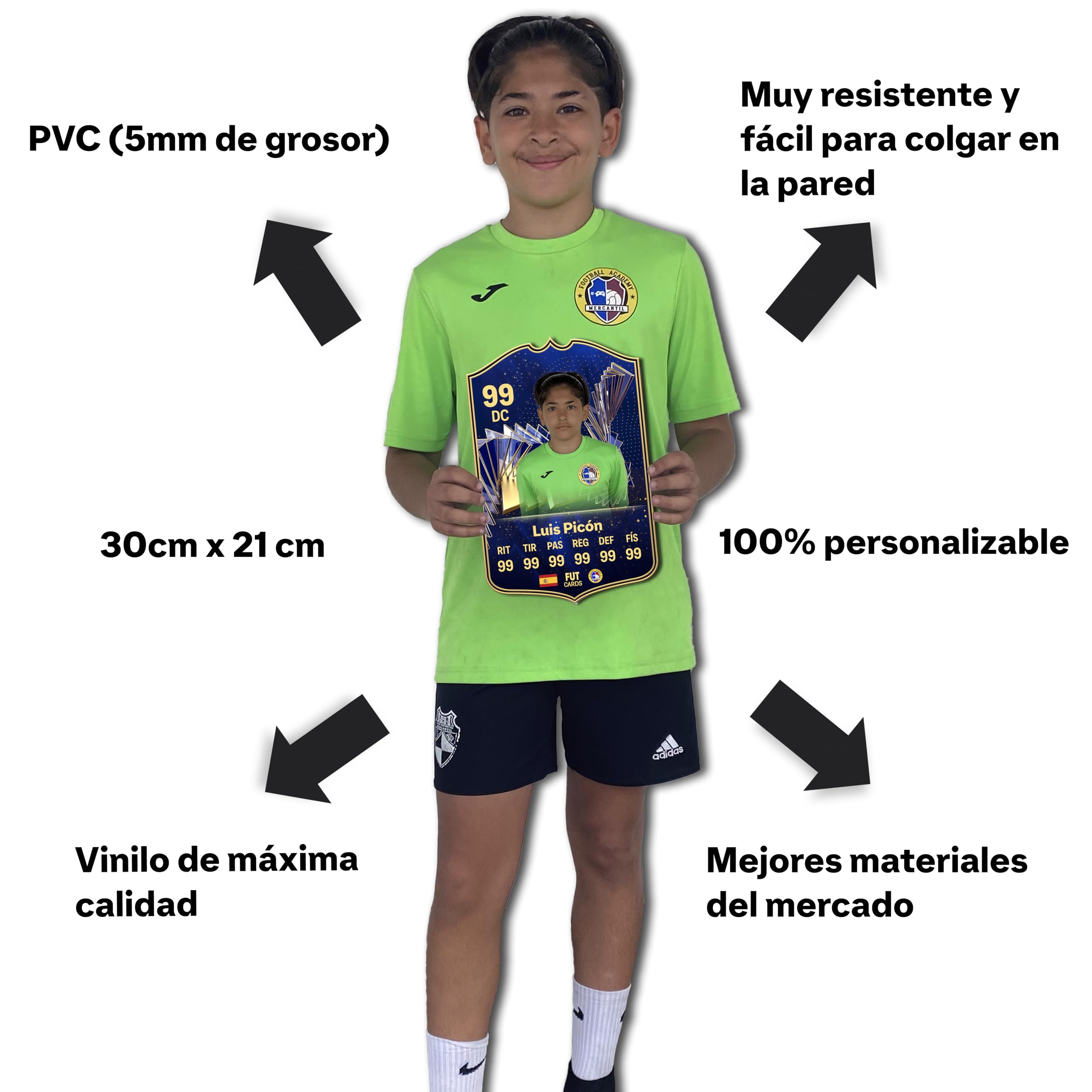 Carta de Fútbol Personalizada - 5mm de Grosor en PVC con Impresión en Vinilo Perfecta para Regalos, Decoración y Fans del Fútbol - Regalos Originales - Amigo Invisible