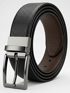 GS Leather Finishers Men's Reversible Genuine Leather Belt for Men | 2-in-1 Waist Belt with Rotating Buckle | Adjustable F... Price In India