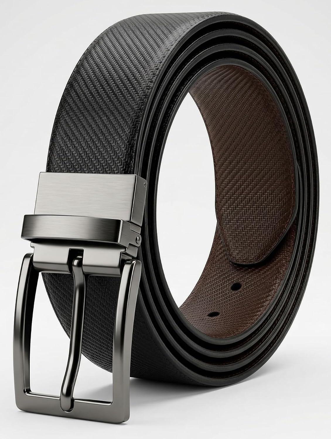 GS Leather Finishers Men's Reversible Genuine Leather Belt for Men | 2-in-1 Waist Belt with Rotating Buckle | Adjustable F...