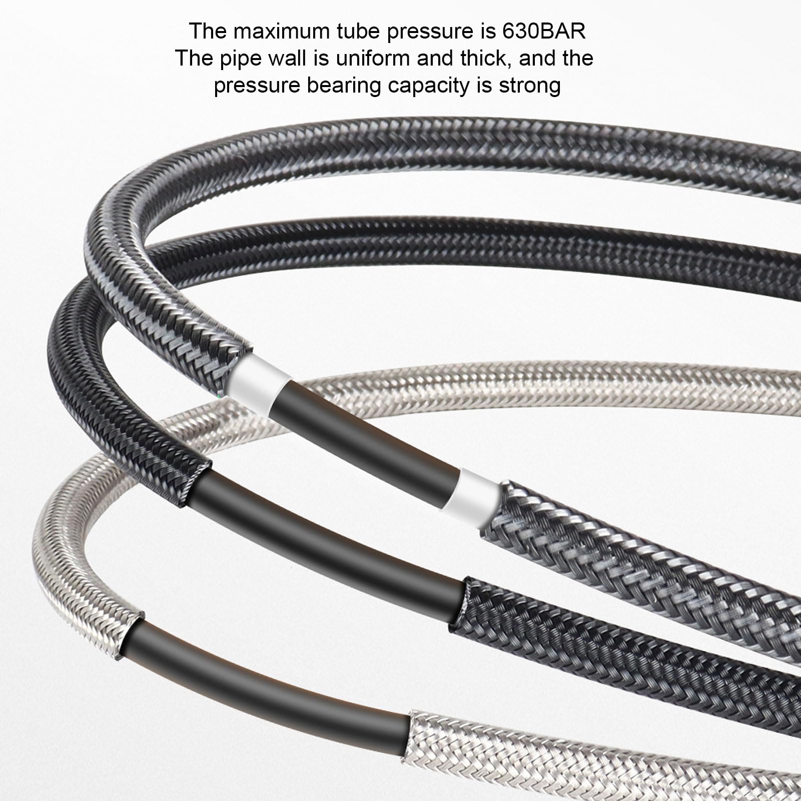 Tubo Di Gonfiaggio A Pressione 39 Pollici 8mm Connettore Rapido In Fibra Di Carbonio Intrecciato In Acciaio Inossidabile Tubo Di Prolunga Di Gonfiaggio Ad Alta Pressione per (Colore fibra di carbonio)