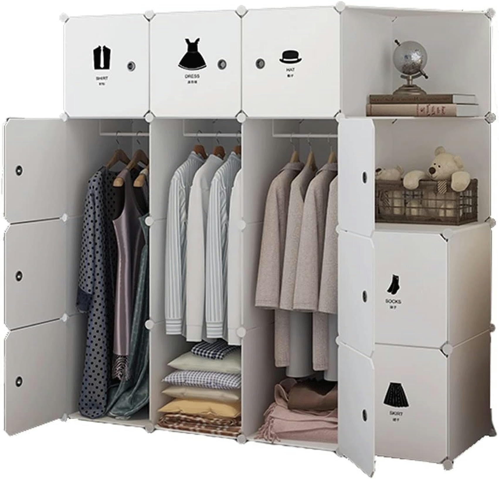 Armario modular de cubos portátil para ropa y organización de dormitorio moderno