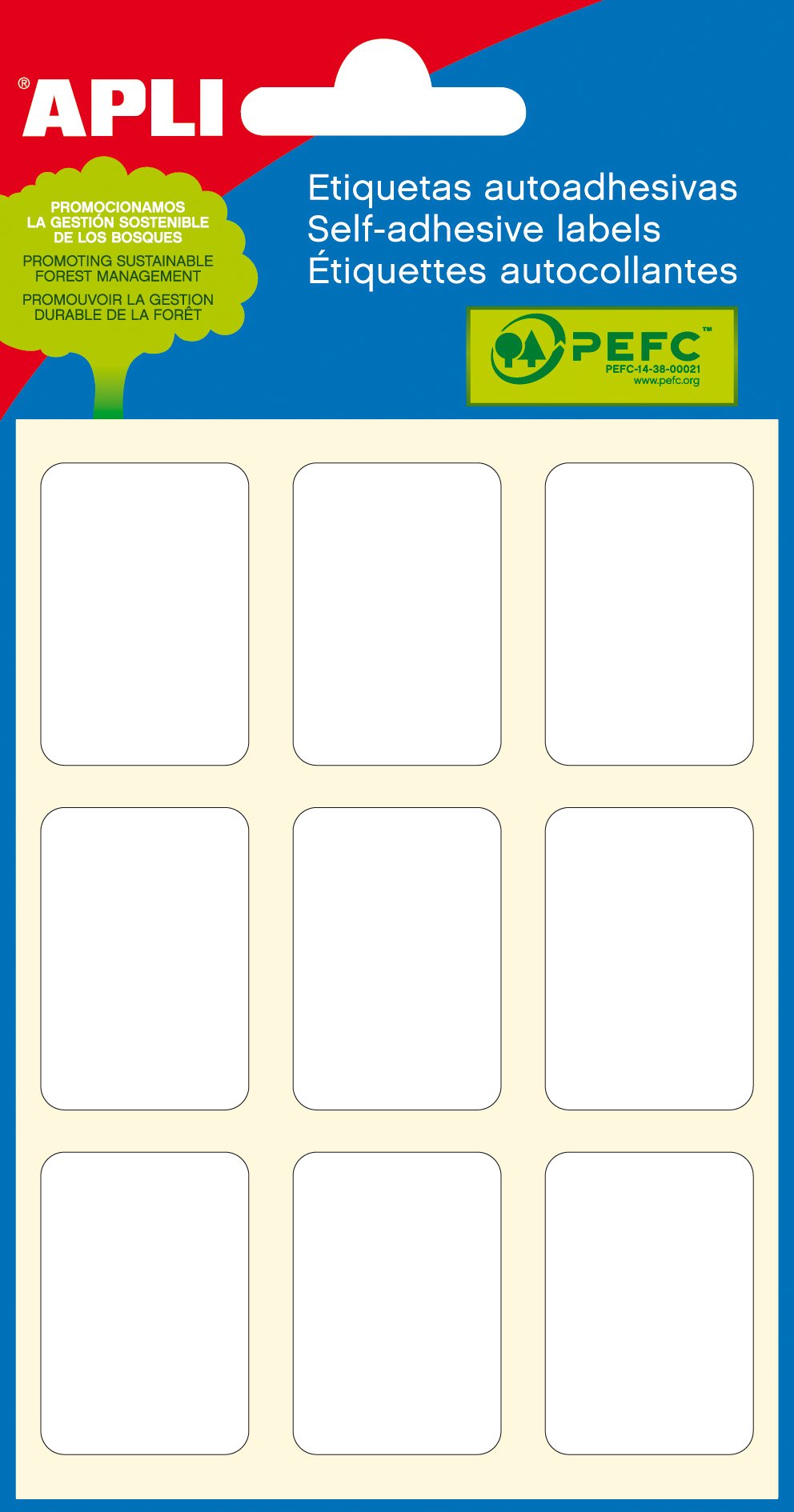 APLI 2679 - Etiquetas blancas adhesivo fuerte (22 x 32) 6 hojas