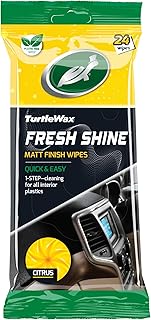 Turtle Wax Citrus Matt Wipes Spring Fresh for Car Interior Plastics - Multi-Purpose Car Interior Wipes Can Be Used On Hard Surfaces, Dashboards, Door Linings, Door Sills & Driving Seats