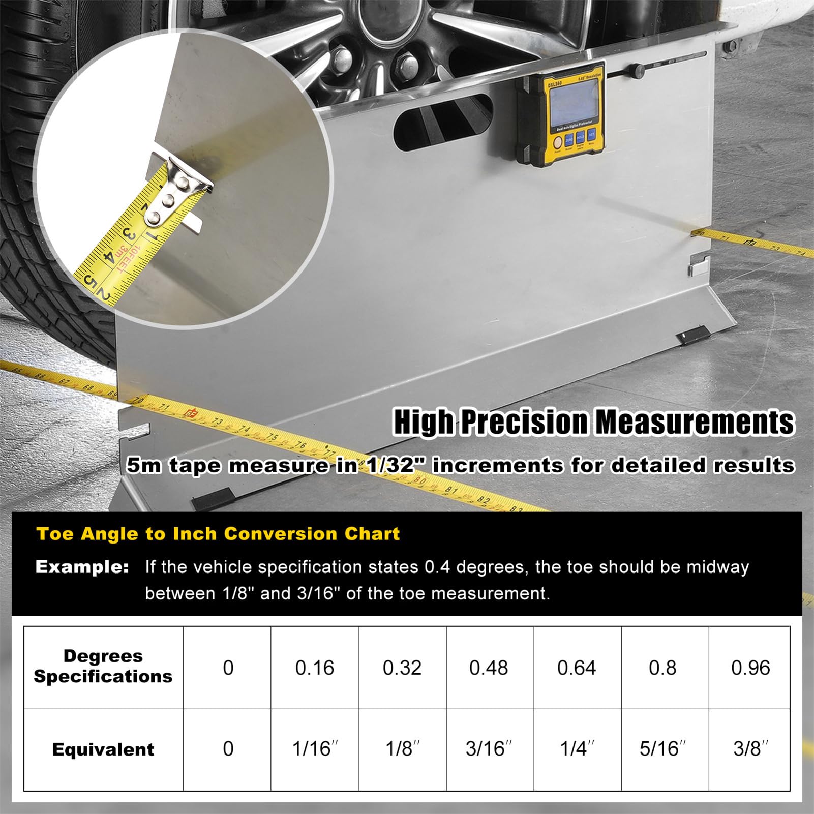 Herramientas Alineación Automotriz 2 métricas antideslizantes y placa | Kit magnético alineador de ruedas Herramienta equilibrado pesado para motos, camiones, neumáticos y reparaci