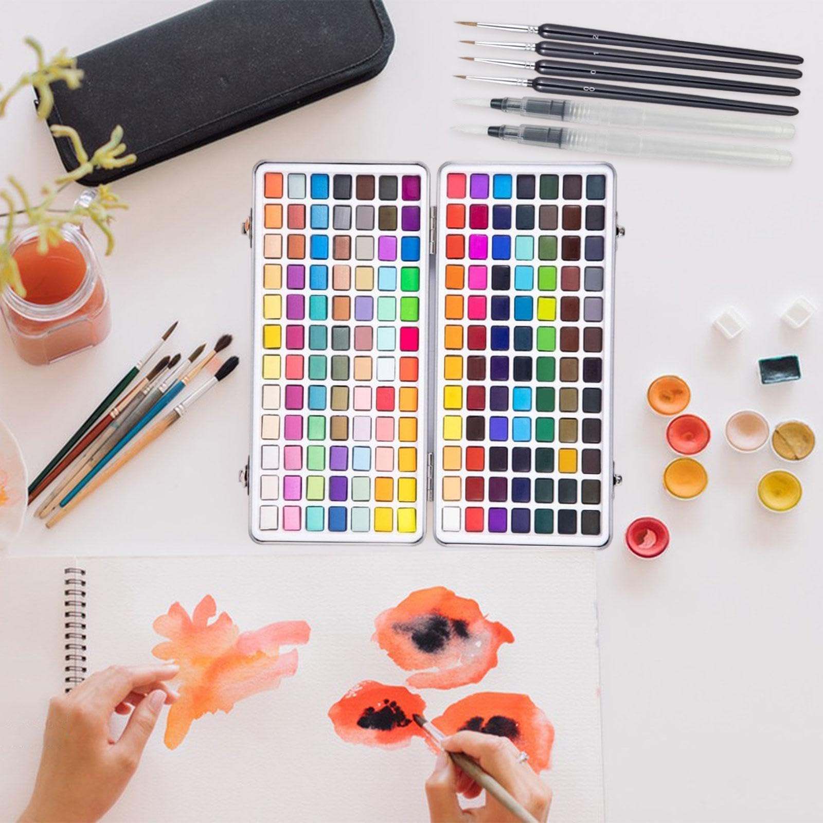 Aquarellfarben Set, 168 Farben, Geschenk für Unterwegs, mit Tragetasche, Malzubehör, Künstlerbedarf für Hobbymaler Und Amateure