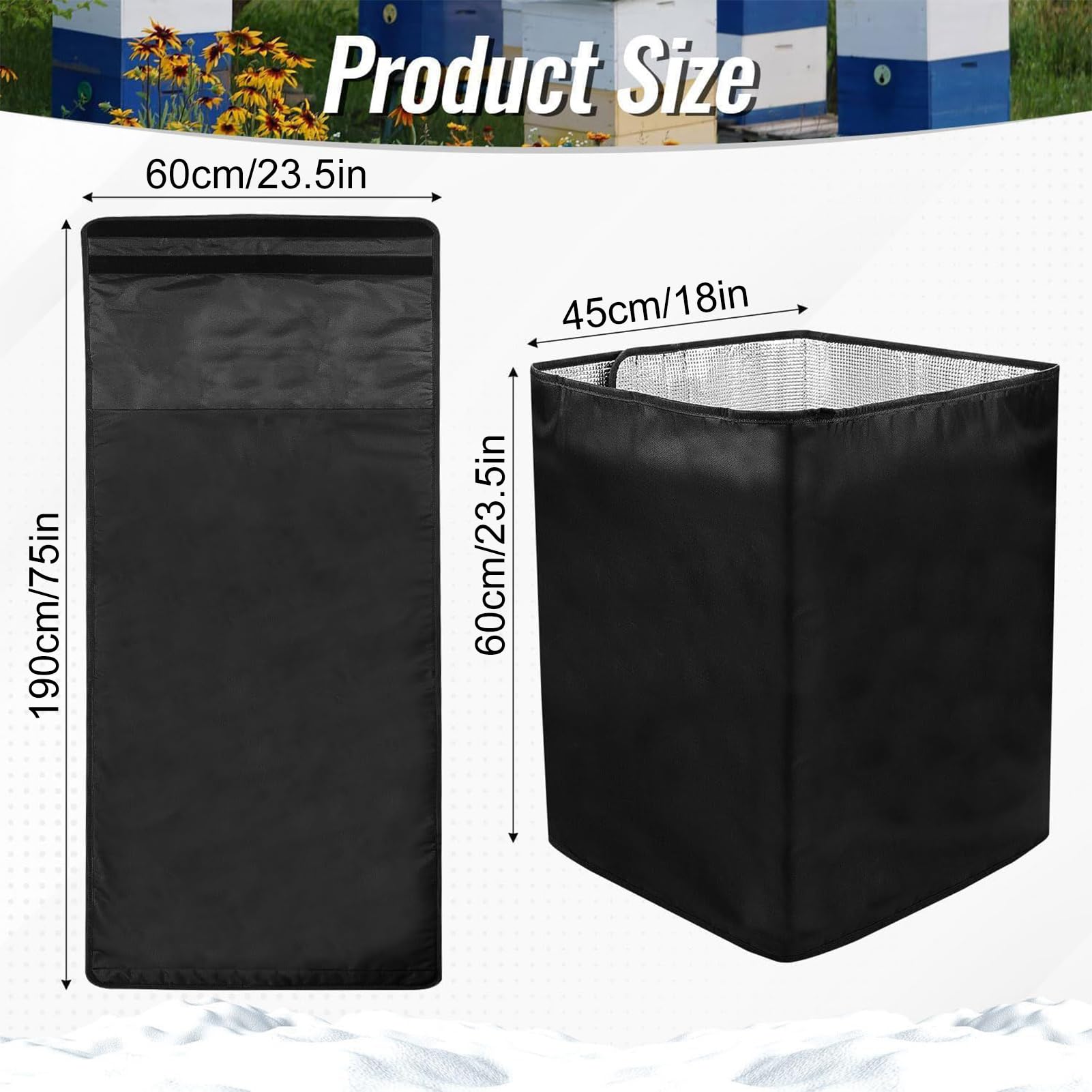 Winterbiene hiveWrap - 190x60x1cm Bienenstockisolierung, atmungsaktive Bienenstock -Wrap, wetterfeste Bienenstockabdeckung | Stabil schützen Honigbienen vor Kälte, Feuchtigkeit, Wind für die Bienenzu