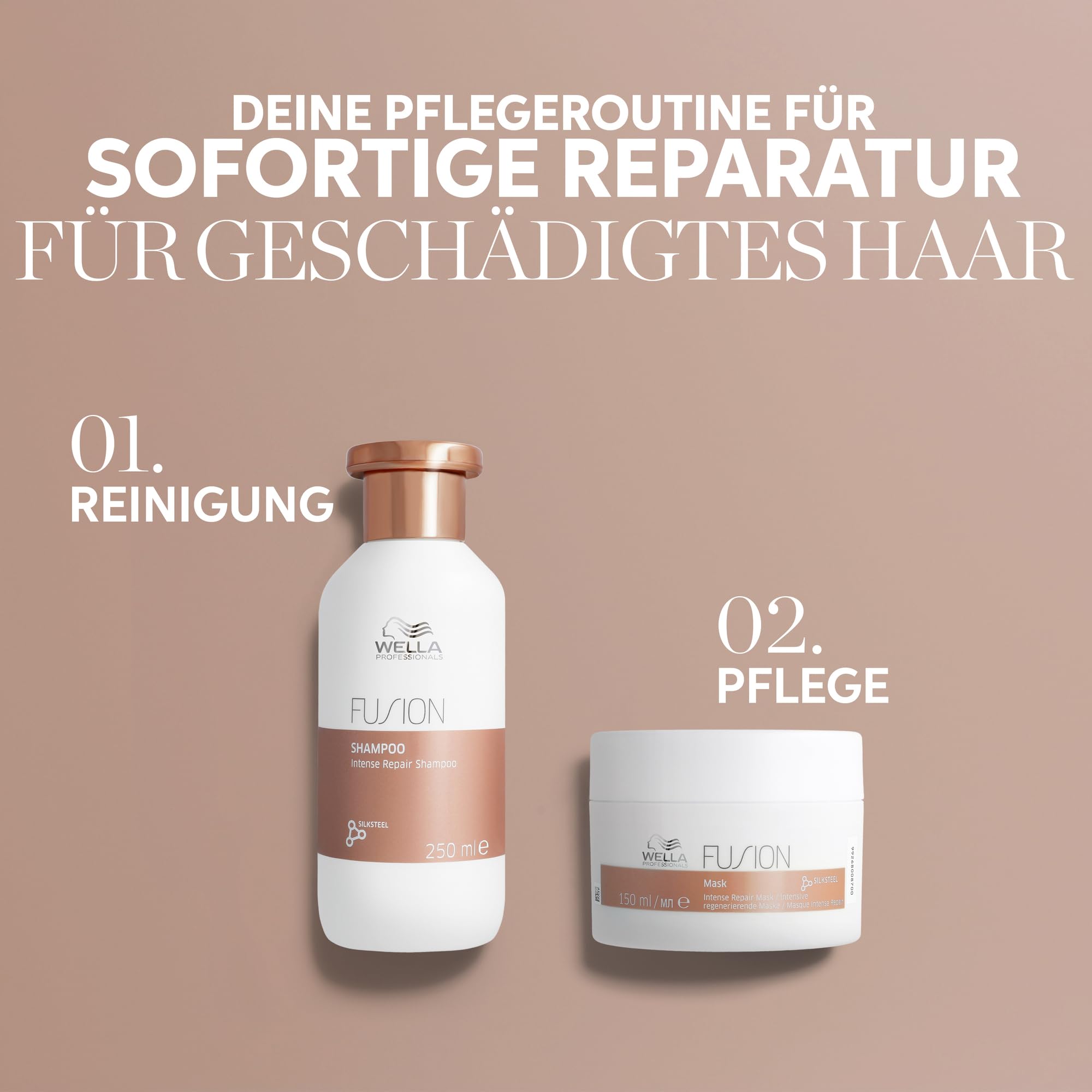 Wella Professionals Fusion Intense Repair Mask – tiefenreparierende Haarmaske mit Aminosäuren – intensive Haarpflege für kaputtes Haar – glättende Haarkur gegen Haarbruch – 500 ml