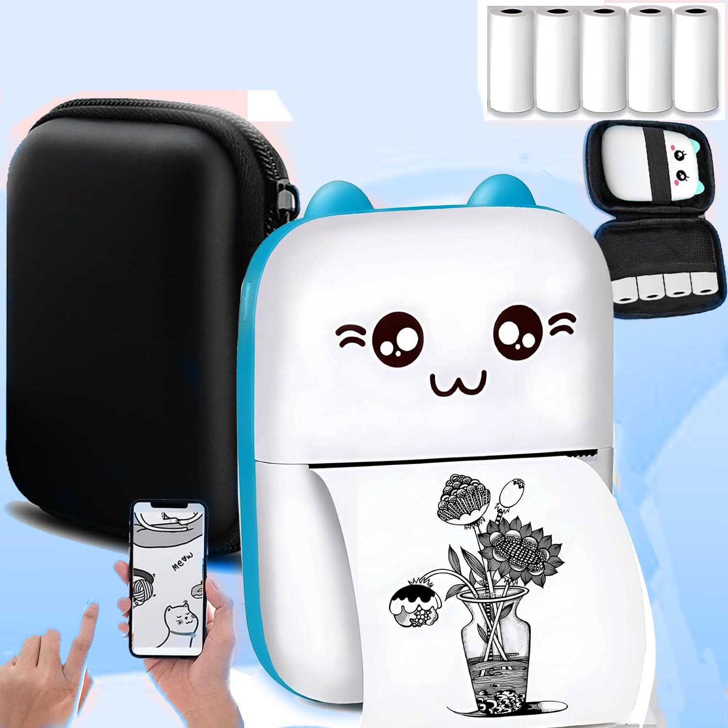 EMERYDEAL Portable Bluetooth Mini Thermal Label & Receipt Printer with Carry Pouch and 5 Rolls | Mini Rechargeable Thermal Printer| Portable Label Printer Inkfree Printer for Android & iOS System (B0CWH8RBKQ) Amazon Price History, Amazon Price Tracker