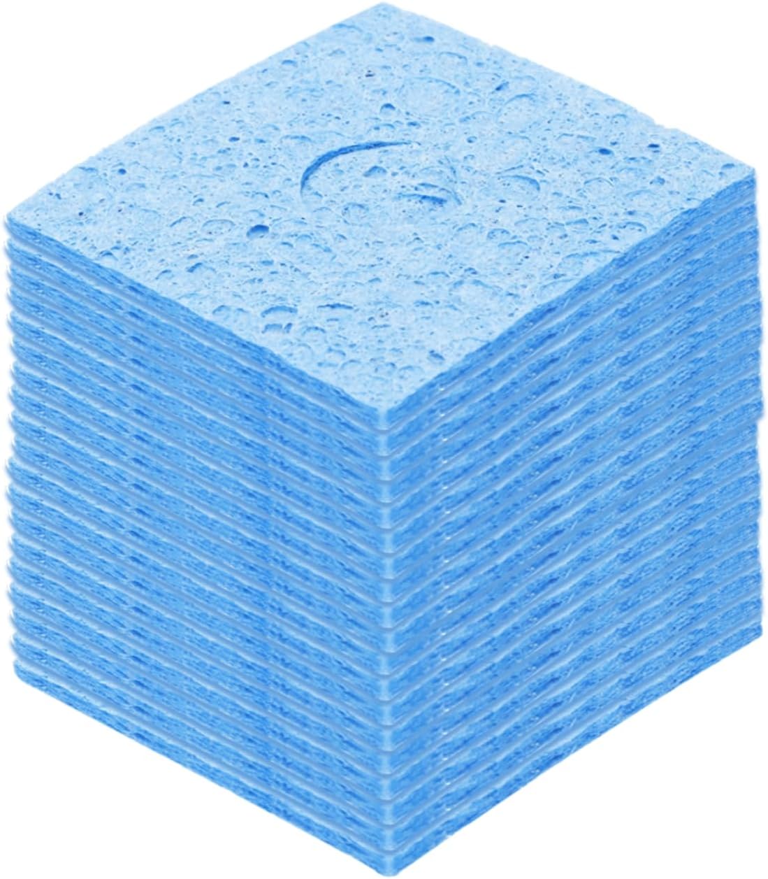 15PCS Soldering Sponge 60 x 60mm Square with Holes Blue Cleaning Pad Welding Tip Iron Replacement for Cleaning Soldering Iron 3mm Natural Thickness 14mm Water Absorption Thickness