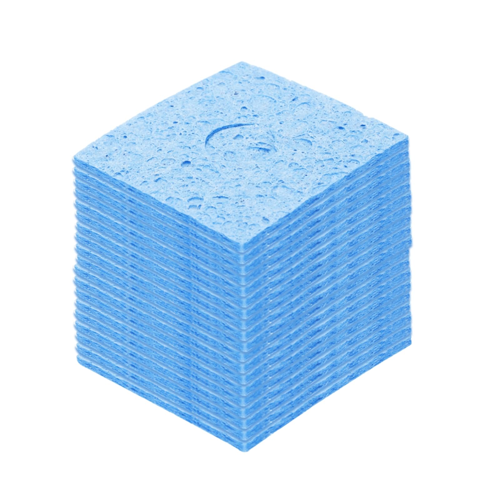 MECCANIXITY 15PCS Soldering Sponge 60 x 60mm Square with Holes Blue Cleaning Pad Welding Tip Iron Replacement for Cleaning Soldering Iron 2mm Natural Thickness 11mm Water Absorption Thickness