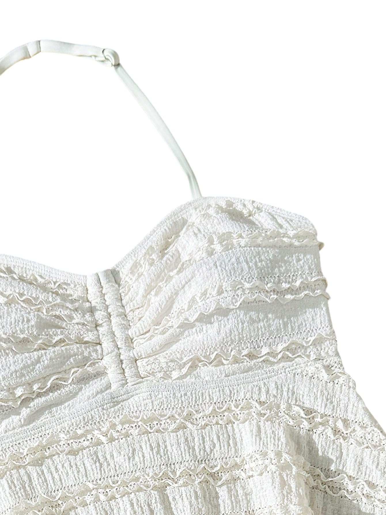 SweatyRocks Dziewczęcy tankini boho zestaw 2-częściowy tankini wiązany na szyi, zestaw tankini Babydoll, górna część bikini, wyszczuplająca brzuch, moda kąpielowa, strój na