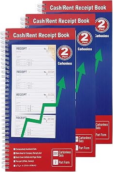 Money & Rent Receipt Book Spiral Bound Payments for Business Records