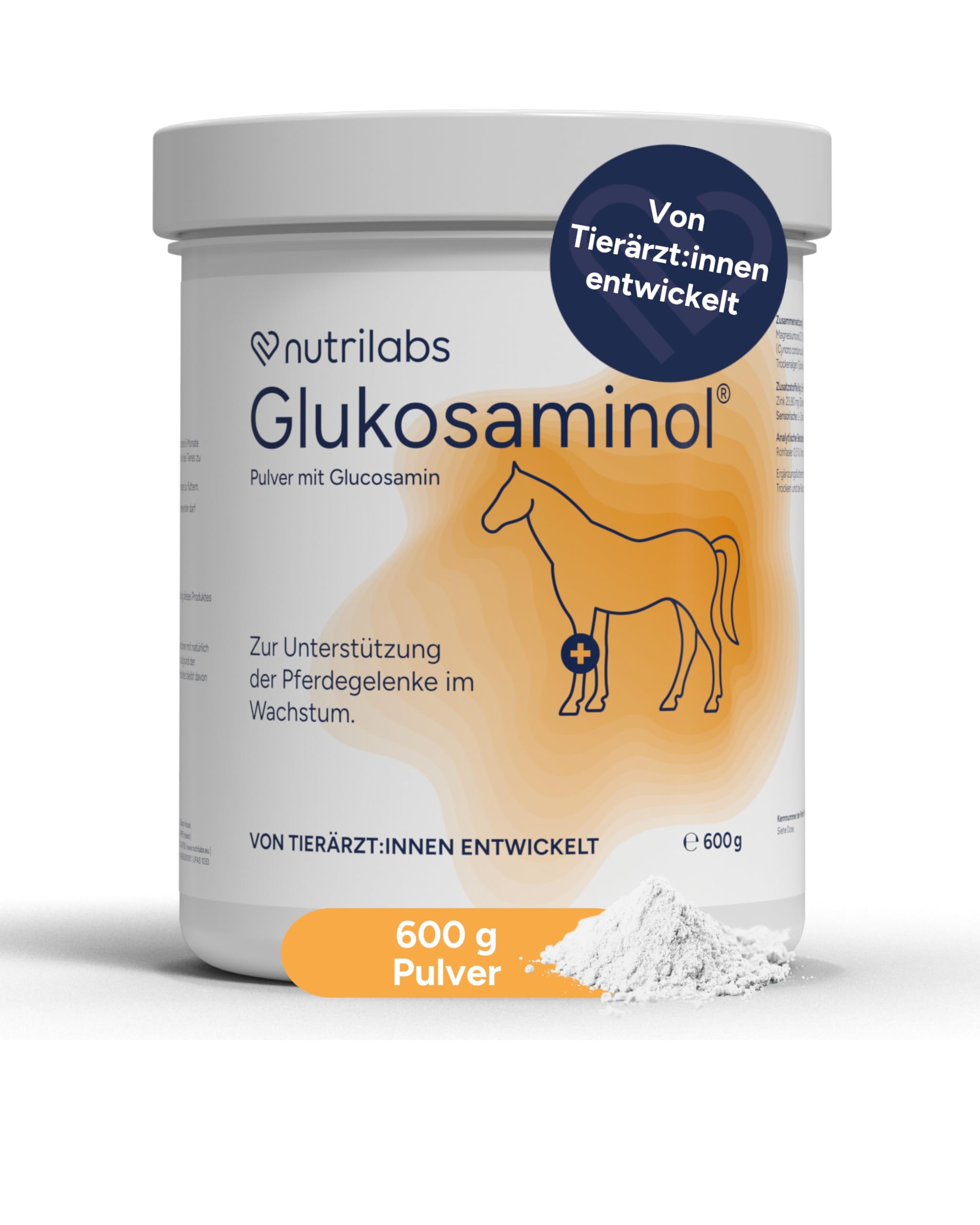 NutriLabs Glukosaminol® equin Gelenk-Pulver für Jung-Pferde 600 g - mit Glucosamin & Magnesium - Pferdenahrungsergänzungsmittel - Gelenknahrung