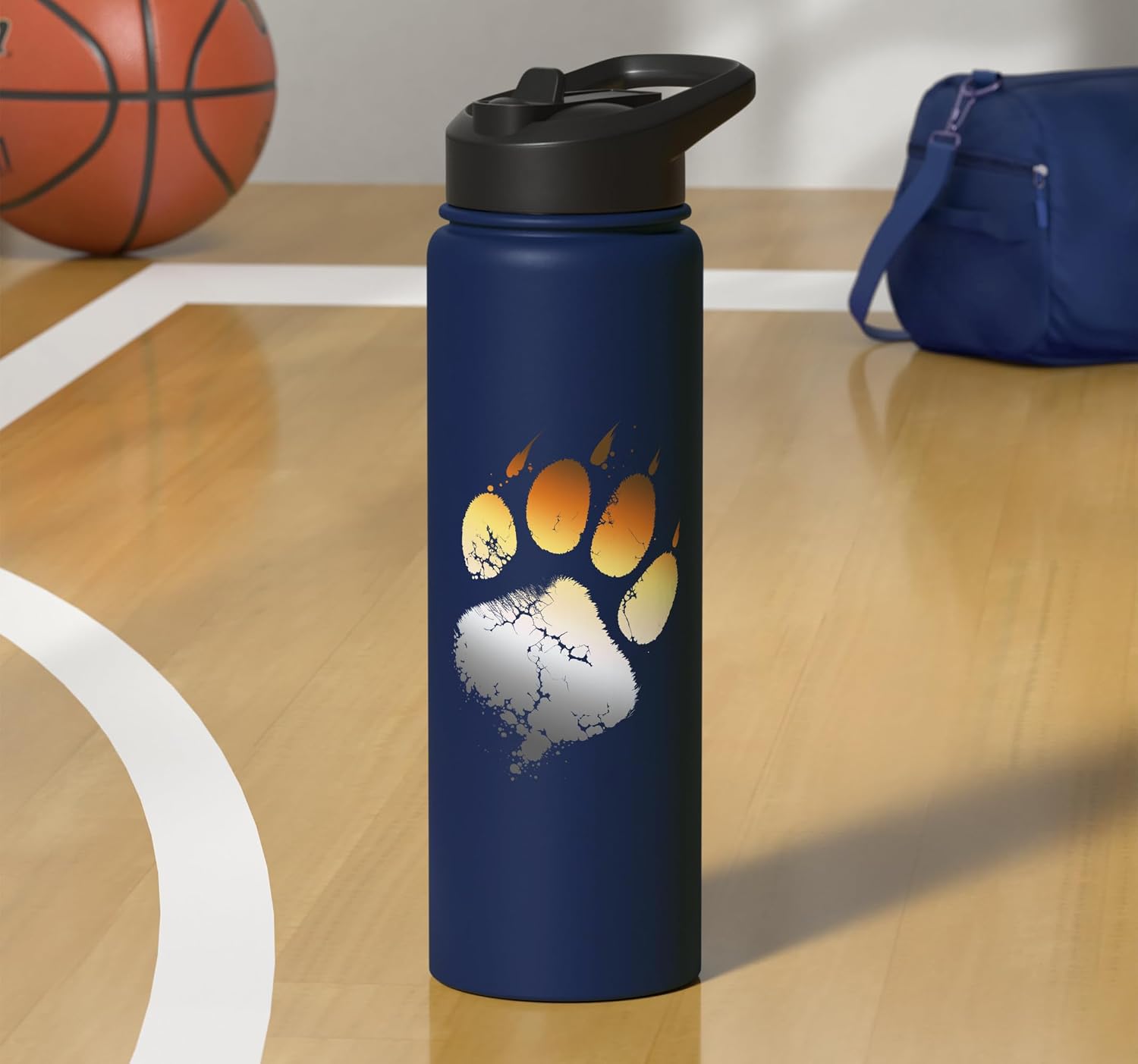 Bear Community, Paw Bear Flag Colours, Gay Bear Pride Stainless Steel Insulated Water Bottle