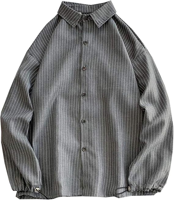 Amazon Mlboss メンズ ストライプシャツ 長袖 ワイシャツ ポロネック ファッション シャツ カジュアル 襟付き トップス ストライプ柄 ビジネス 開襟シャツ 通勤 シンプル トップス シャツ 通販