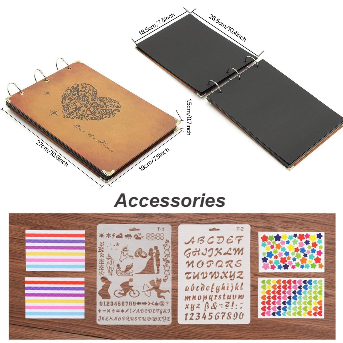 Album Foto,THXMADAM Vintage Scrapbooking Album Fotografico Guest Book Memory Book Retrò Libro degli Ospiti con 60 Pagine Nere per San Valentino Festa della Mamma Anniversario Compleanno Natale Regalo