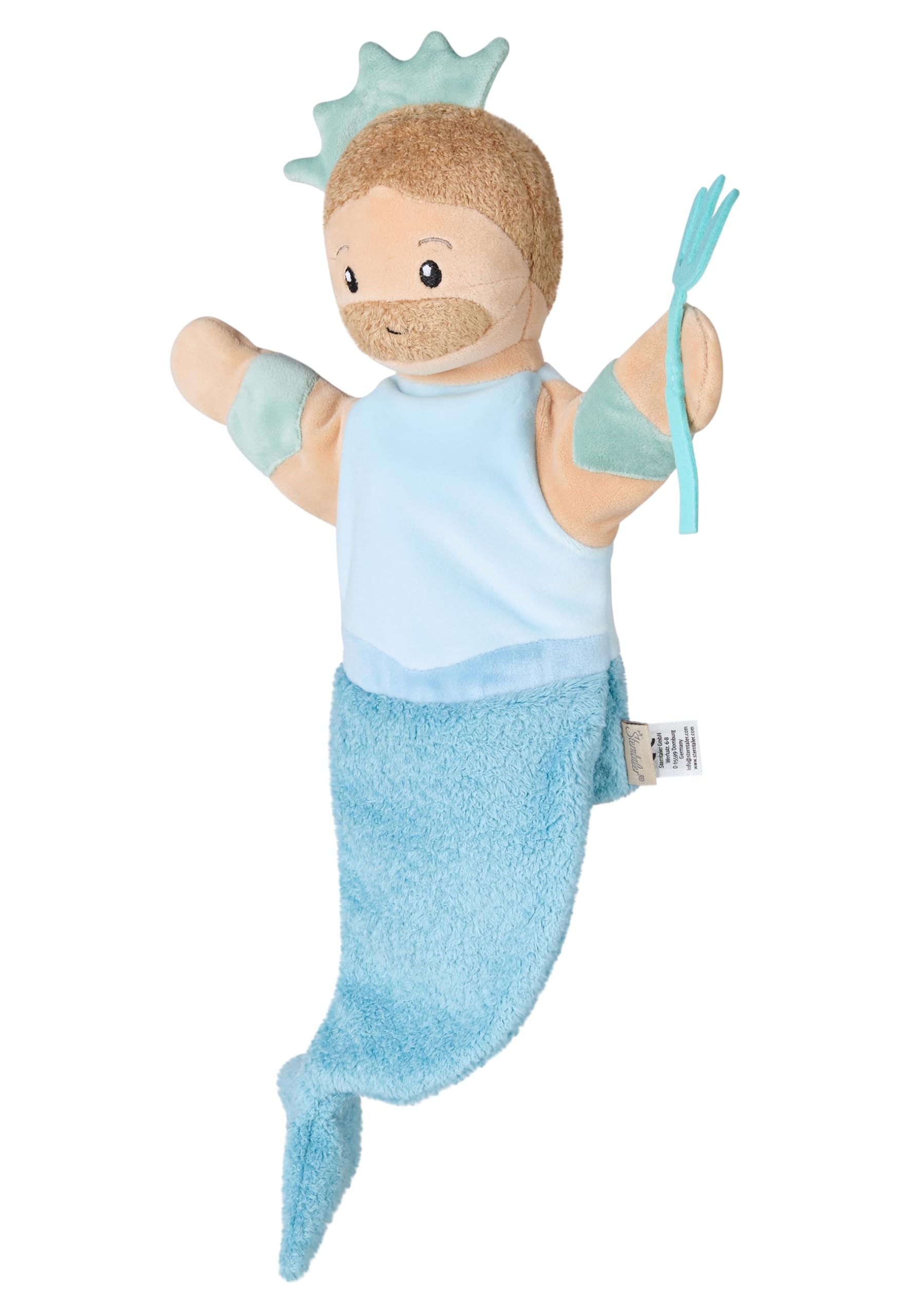 Sterntaler Hand Puppet Aquarius Soft Fleece Children's and Baby Toy Head Padded with Polyester Wadding 32 × 28 × 7 cm – Dark Turquoise