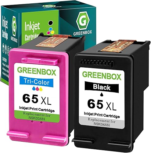 Miniatura 1 de GREENBOX Cartuchos de tinta 65XL remanufacturados de alto rendimiento para cartuchos de tinta HP 65 65XL para Envy 5055 5052 5010 5012 DeskJet 3755