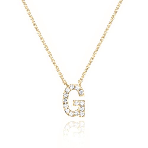 PAVOI 14K White Gold Plated Cubic Zirconia Initial Necklace | Letter Dainty Necklaces for Women