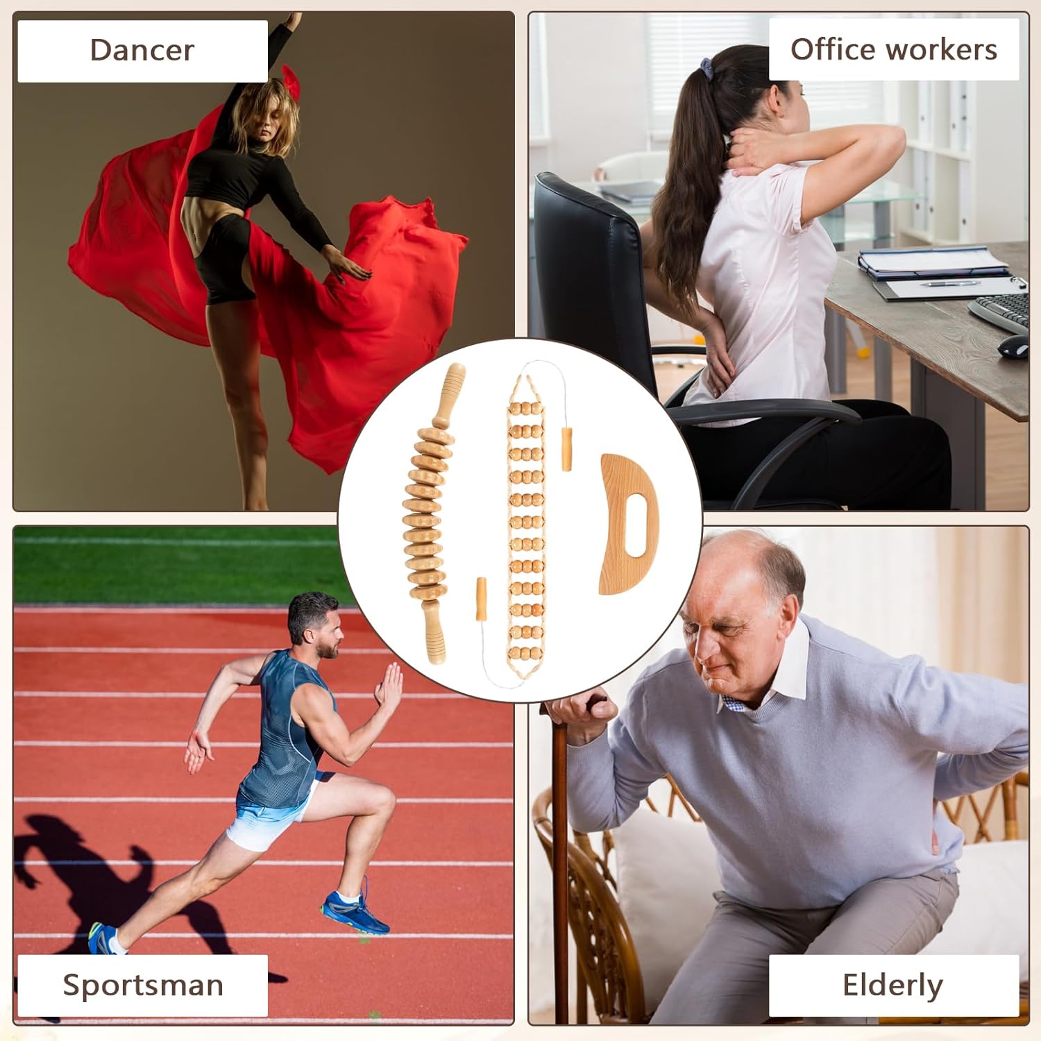 3 in 1 Wood Therapy Massage Tools Maderoterapia Kit Lymphatic Drainage Massager Gua Sha Wooden Massage Tool Body Sculpting Tools for Body Contouring and Shaping, Muscle Pain Relief, Anti-Cellulite - Image 7