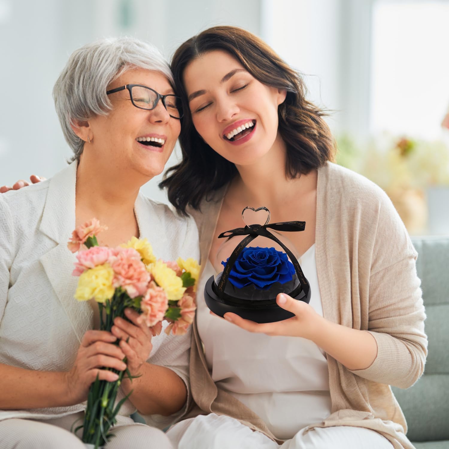 SW Rose Flower Birthday Gifts for Women,Forever Preserved Real Rose in Glass Dome Gift Flower,Women Gifts Eternal Heart Design Present for Valentines Day Mothers Day Christmas Anniversary Mom - Image 2