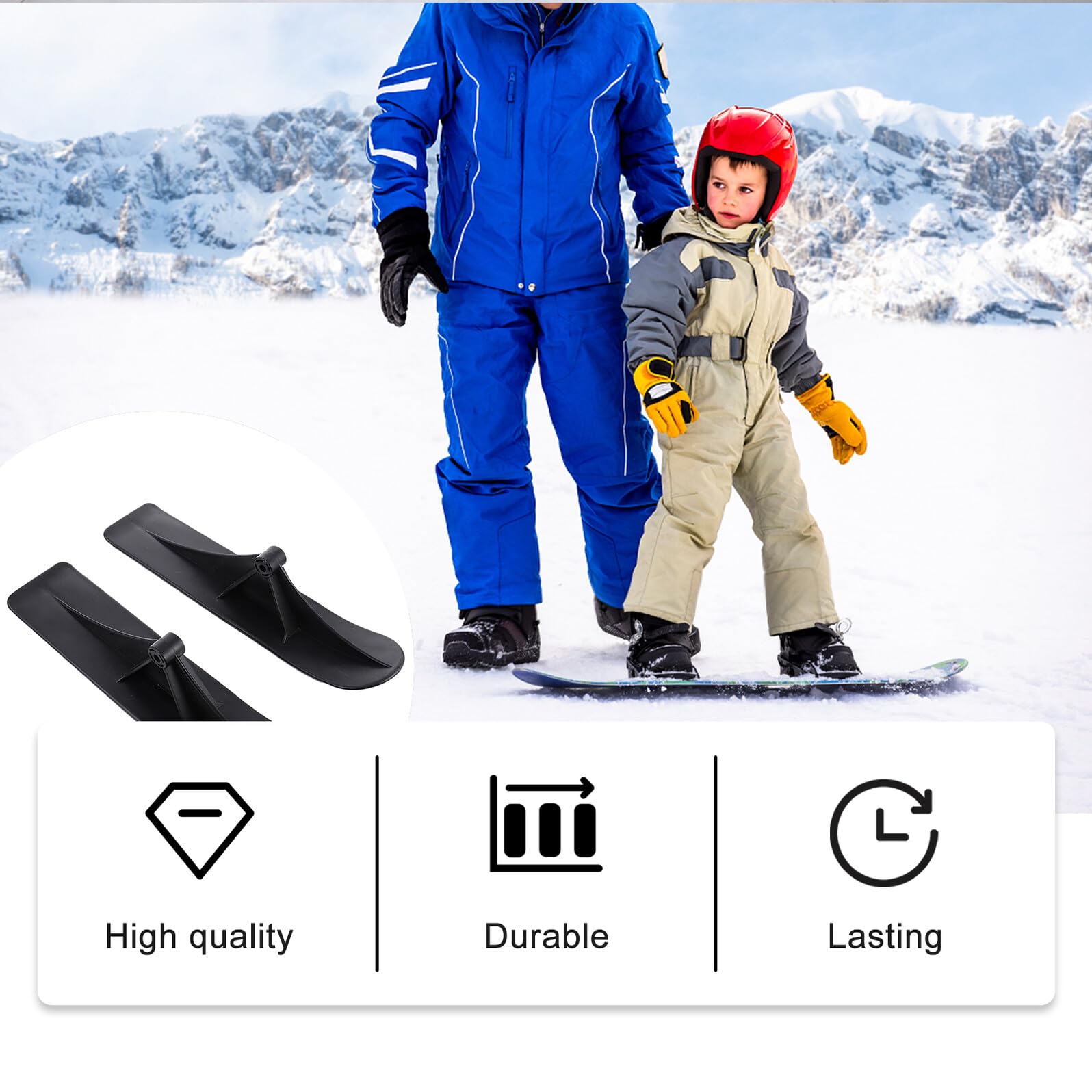 Scooter de Ski Garçon et Filles Noir en Pp, Planche de Neige 125 Roues