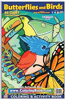 Butterflies and Birds Really Big Coloring Book (12 x 18): ColoringBook ...