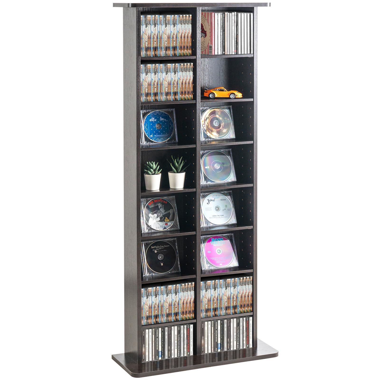 VEVOR Meuble de Rangement Multimédia, Étagère pour DVD à 8 Couches Capacité 464 CD, Armoire à DVD 16 Compartiments, Stockage la Musique, Les Films, Les Jeux Vidéo ou Les Collections de Souvenirs