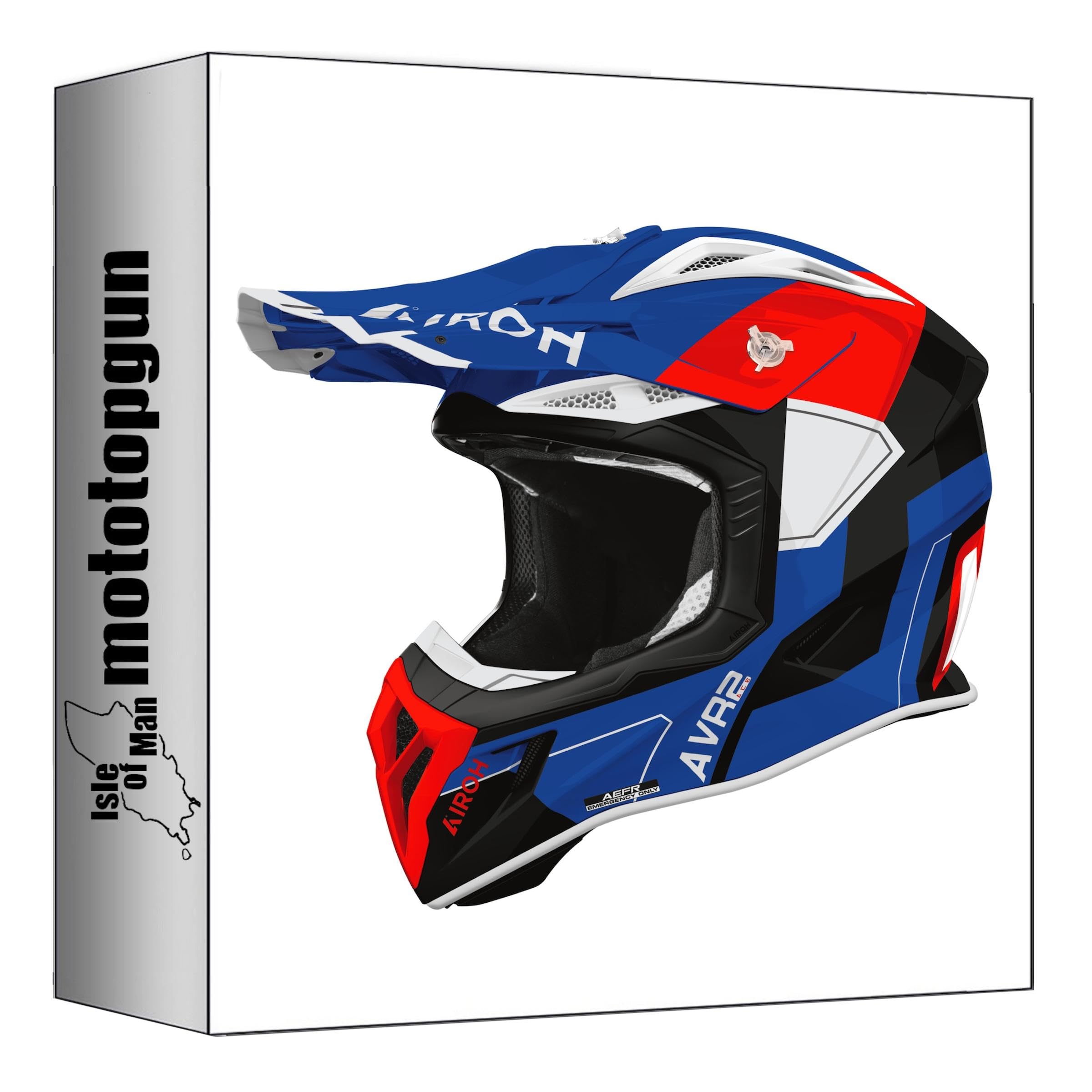 Casque Off-Road Aviator Ace 2 Airoh Shield Bleu Rouge XL