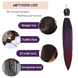 Beyond Beauty Braiding Hair pre stretched, Braids Synthetic Fiber Ombre Yaki Texture, Natural Easy Twist Braids Crochet Hair Hot Water Setting hair extensions