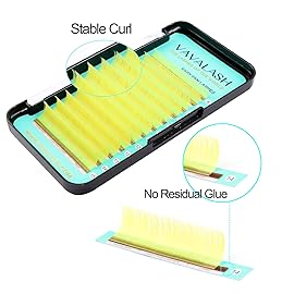 VAVALASH Colored Easy Fan Eyelash Extensions 0.07 D Curl 8-15mm Mixed Tray Yellow Self Fanning Lashes 2D-10D Colorful Volume lash extensionsYellow,0.07-D-8-15 Mix
