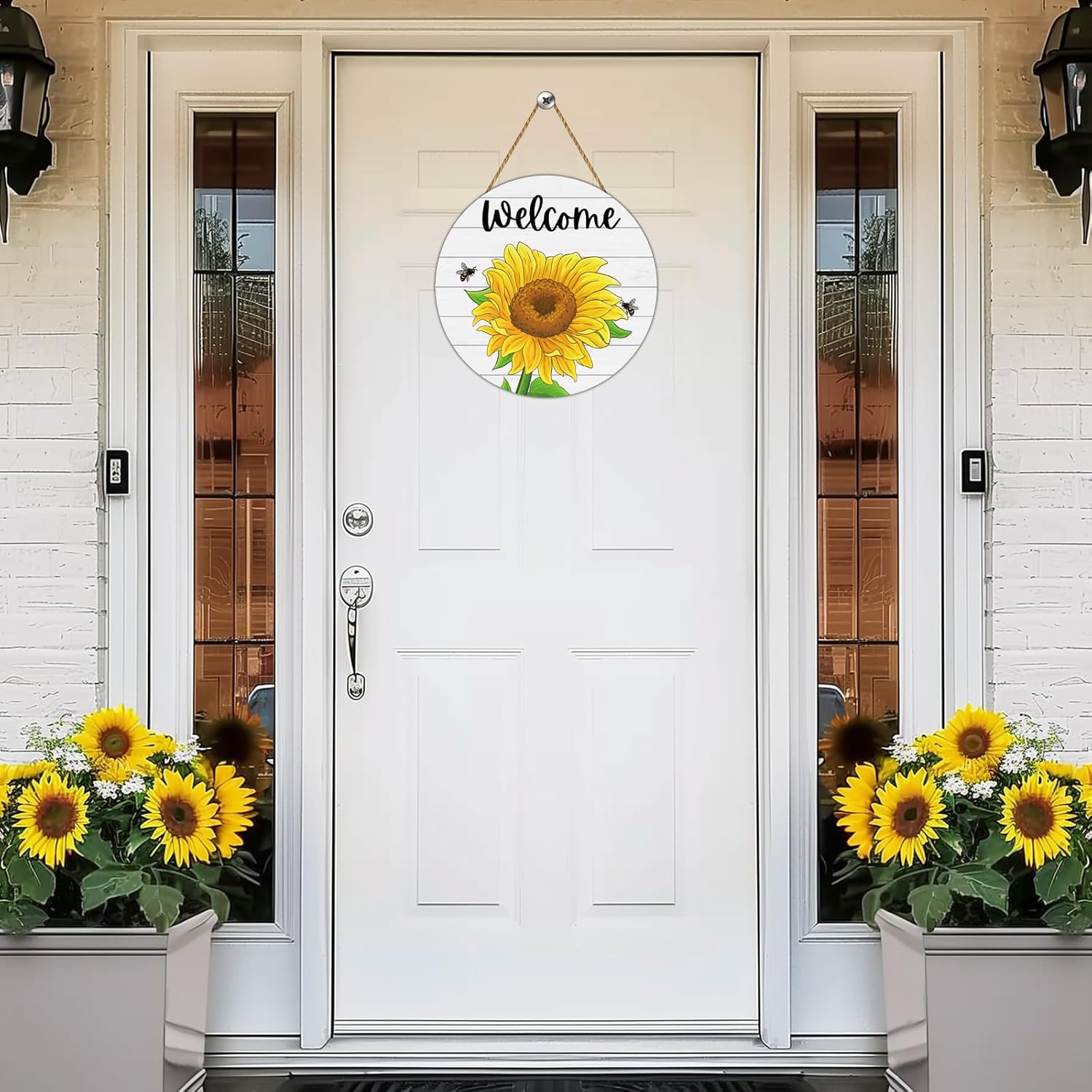 Sunflower Decor Summer Decorations for Home Summer Door Decor Sunflower Wreath Wooden Wreaths for Front Door Hanger Welcome Sign for Office Porch Wall Indoor Home Decor