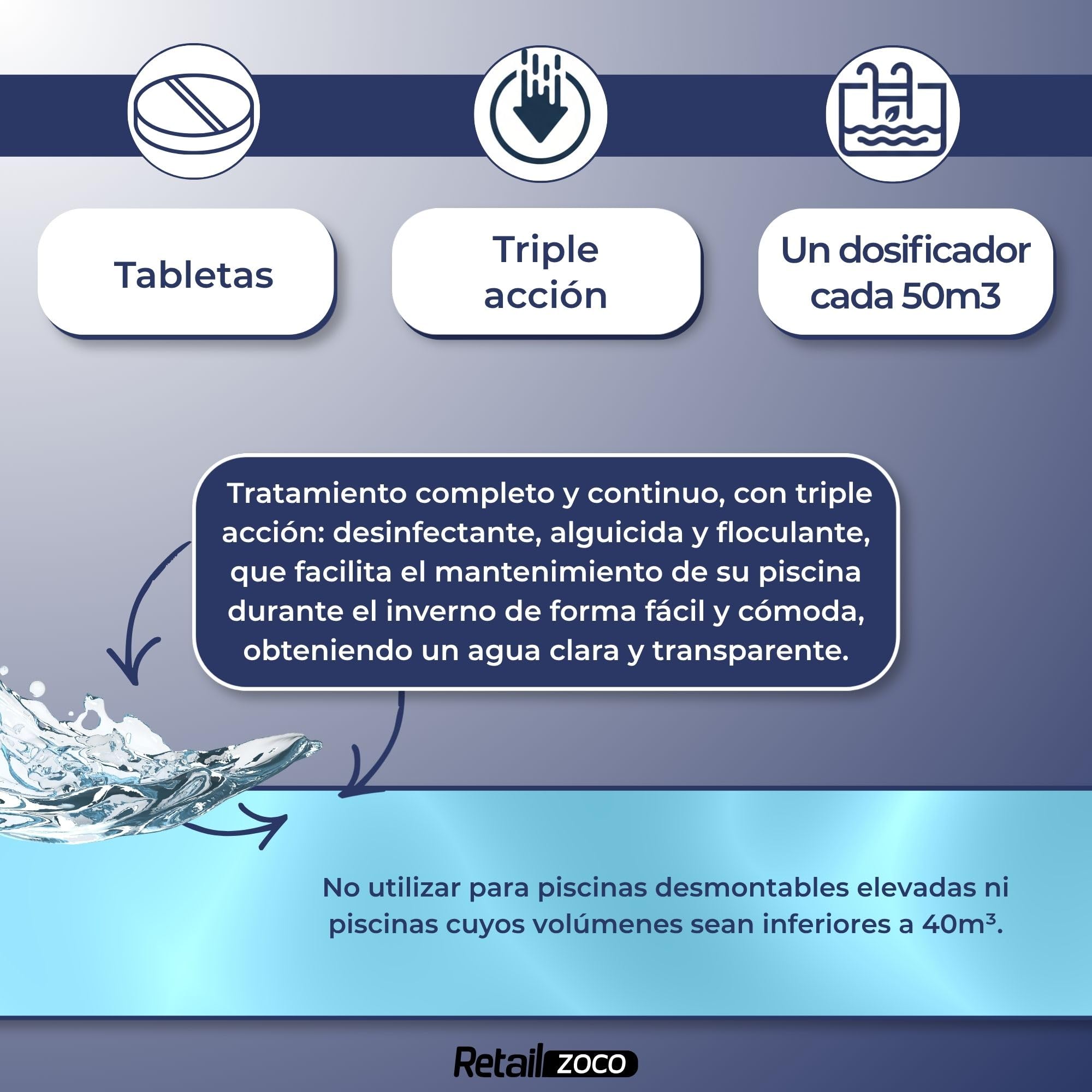 Dosificador auto invernaje, Tratamiento agua sin mantenimiento 2 Kg 50m3 - imagen 4
